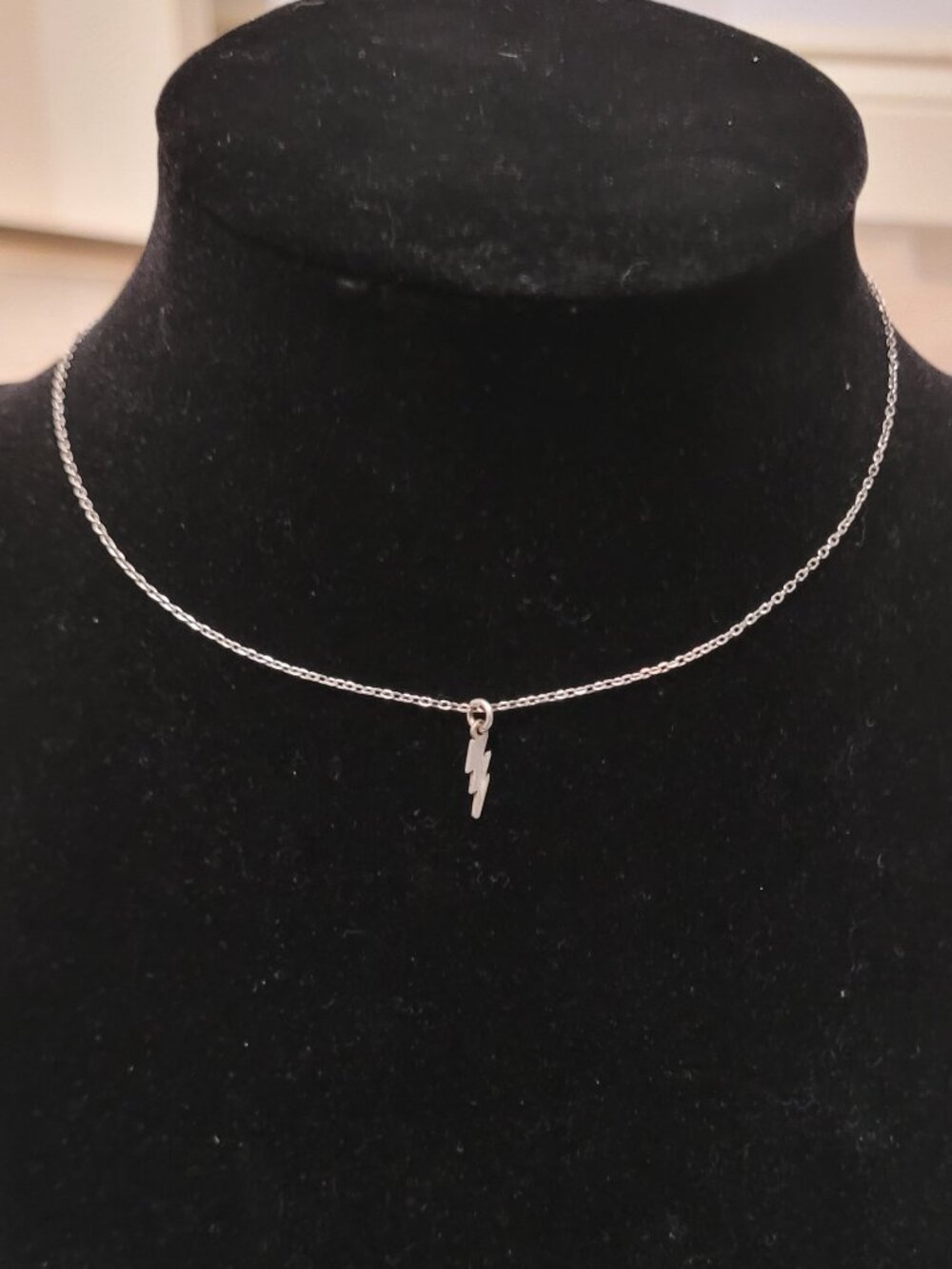Italian Sterling Silver Dainty Thunderbolt Choker Necklace